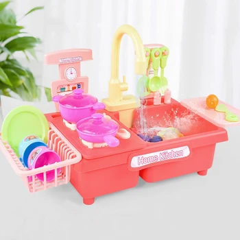 

Kids Kitchen Toys Plastic Simulation Electric Dishwasher Sink Pretend Play Kitchen Toys Mini Kitchen Food Pretend Play Cut Role