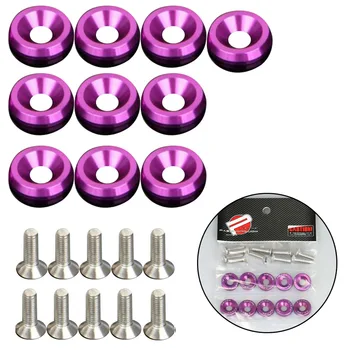 

Purple CNC Aluminum Fender Bumper Washer Bolt Engine Bay M6 Screw Kit 20Pcs