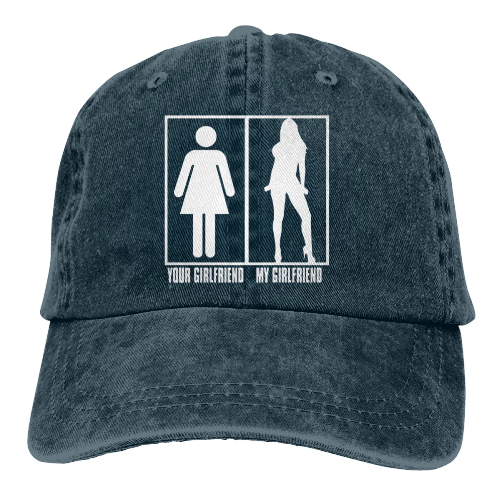 Ваша девушка моя девушка Casquette черный унисекс Мужские Женские джинсовые бейсболка с ремешком кепки Регулируемый Гольф папа шляпа