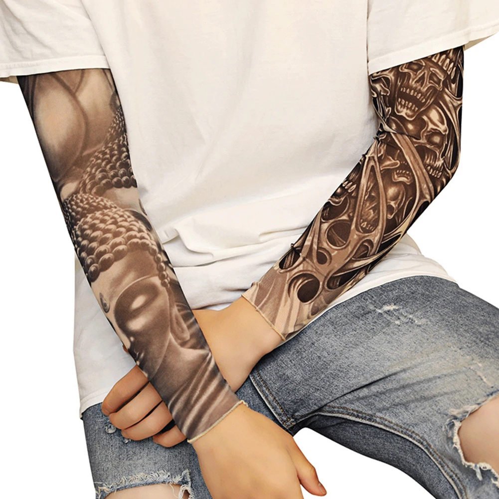 Tanio Kolarstwo ocieplacze na ręce rękawy tatuaż pokrywy