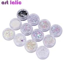 Artlalic 12 Горшков Белый 3D Блестки для нейл Арта(искусство украшения ногтей) блеск формы фольги жемчуг драгоценные камни бисер украшения инструменты DIY Советы Дизайн