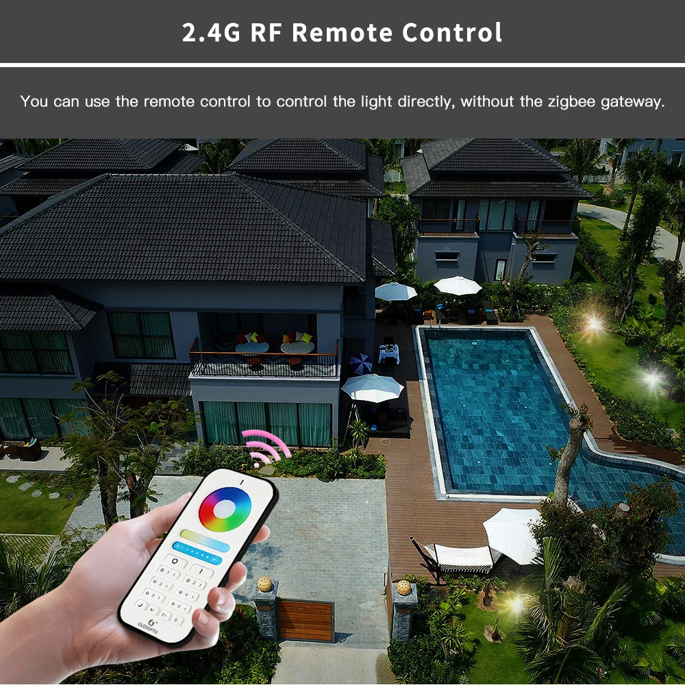 Gledopto Zigbee RGBWW Garden Lamp Smart 12W AC 110V 230V 220V RGBCCT Dimmable Landscape Path Outdoor Light Work with Zigbee Hub