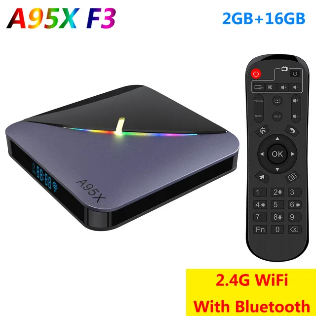 A95X F3 Android 9,0 Смарт RGB светильник ТВ коробка Amlogic S905X3 Четырехъядерный 4 Гб 64 Гб 2,4& 5,8 ГГц Wifi ТВ-приставка 4k 60pfs медиаплеер - Цвет: 2G16G