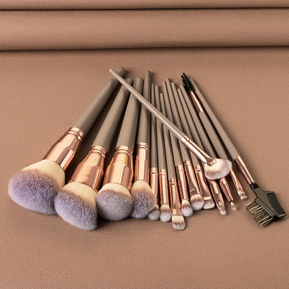 Grosir 15Pcs Makeup Sikat Set Kosmetik OEM Logo Kustom Private Label Mata Brushes Face Powder Foundation Alat Profesional