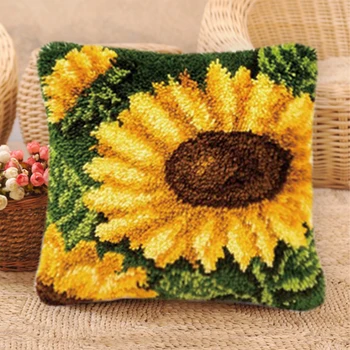 

Latch hook canvas pillow sunflower pattern pillow handmade latch pillow Latch Hook Kit