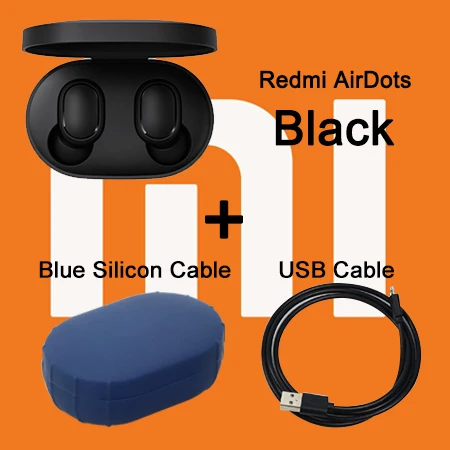 CN Add Case Cable Redmi Airdots Xiaomi Global TWS 5,0, беспроводные Bluetooth наушники, стерео бас наушники, гарнитура, управление ии - Цвет: CN Add Case Cable