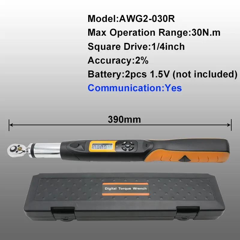 AWG2-30R Shahe Высокоточный промышленный 1/4 ''динамометрический ключ двунаправленный трещотка головка ключ с регулируемым крутящим моментом цифровой AWG2 - Цвет: AWG2-30R