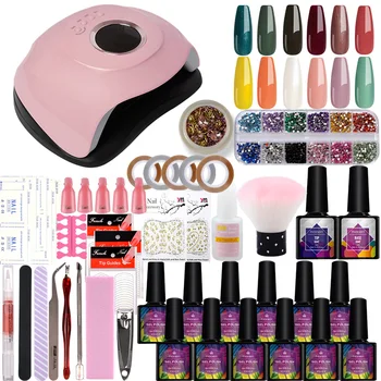 

Nail Set With 180W UV LED Lamp Gel Nail Polish Set Nail Art Decorations Semi Permanent Varnish Set For Manicure Nail Art Tools