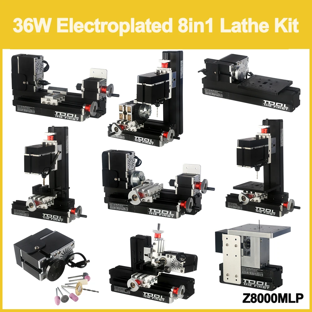 Z8000mlp 36w Electroplated Metal 8 In 1 Mini Lathe Kit/36w,12000rpm