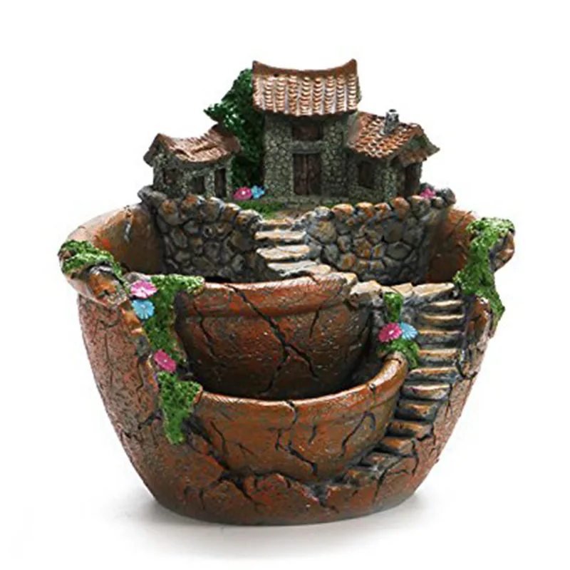 

Artificial Flowers Succulent Plants Mini Fairy Garden with Sweet House for Decoration