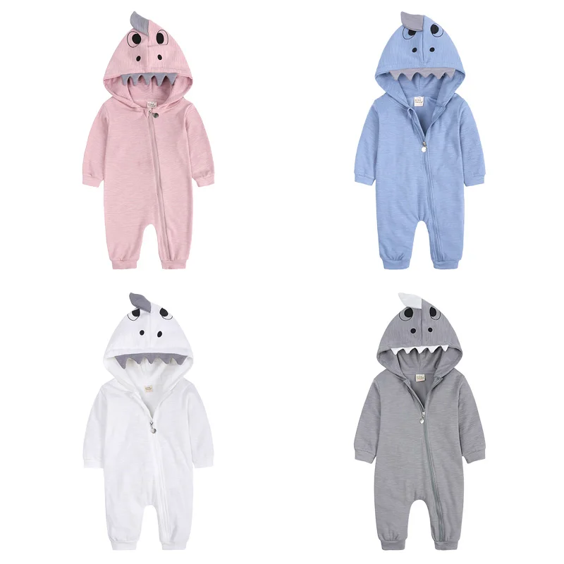 Zukmuk Pijama para bebé recién nacido niña gris pijama para bebé pelele con tiburón con capucha 12-18 Meses pijama para niño 