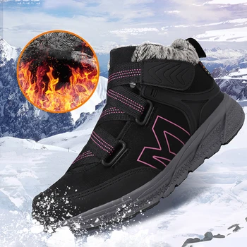 

Winter Leather Men Boots With Fur Warm Snow Boots Men Casual Shoes Sneakers High Top Rubber Sole Ankle Boots Large Size 36-46