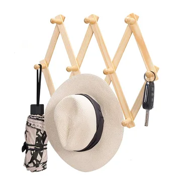 

10 Hooks Wooden Expandable Coat Rack Wall Storage Hanger Closet Hook for Hat Cap Belt Towels Scarves Purses X Shape Coat Hanger