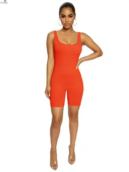 

Summer Women Playsuits Jumpsuits O-neck Sleeveless Knitted Streetwear Rompers Sexy Night Club Party Bandage One Piece Outfits