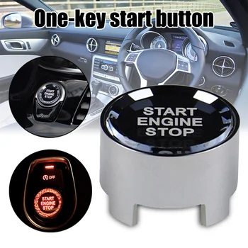 

Car Engine Start Stop Button One-Key Auto Replacement Parts Vehicle Modification Silver M8617