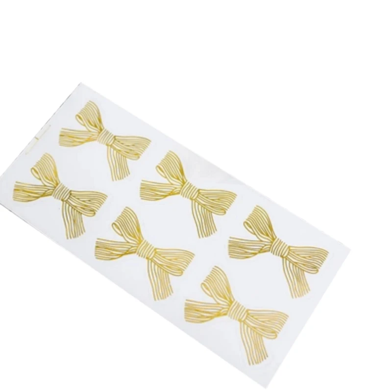 

60pcs/pack Gold Bow Bronzing Transparent Gift Stickers Scrapbooking Customized Sealing Sticker