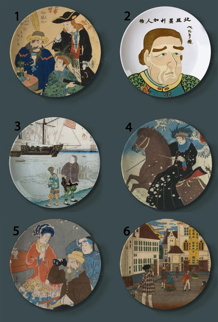 Японская керамика подвесная декоративная тарелка Ukiyo-e живопись декоративные тарелки домашний художественный дисплей Настенная Наклейка