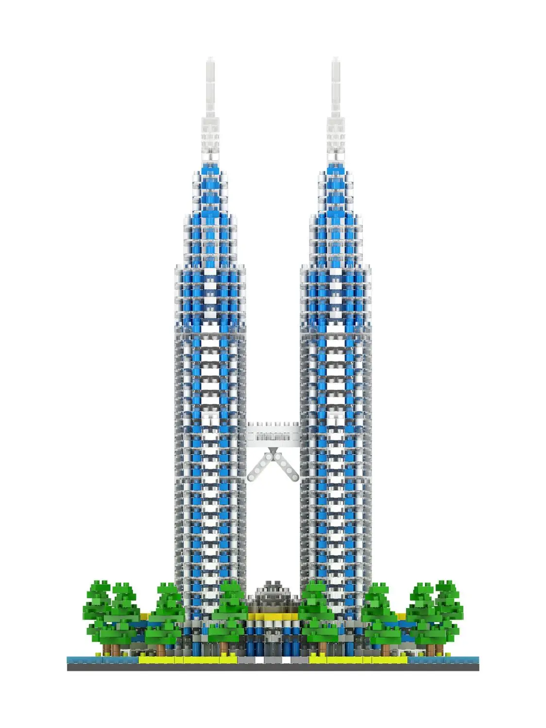 Всемирно известная архитектура микро алмазный блок Малайзия центр города Kuala Lumpur Petronas Твин башня nanobricks модель игрушки - Цвет: Blue no box