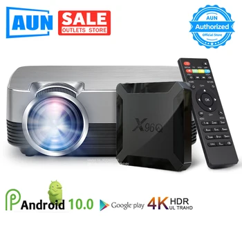 

AUN MINI Projector Q6/s (Optional Android 10 TV Box) 1280x720P Video Beamer. Portable 3D Video Cinema Support 1080P,Home Theater