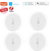 Tuya/smartlife app zigbee inteligente sensor de temperatura e umidade trabalhar com zigbee hub via alexa google casa inteligente
