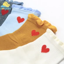 1 пара, милые хлопковые носки ярких цветов с сердечками, мягкие кавайные аксессуары, дышащие длинные носки принцессы для девочек