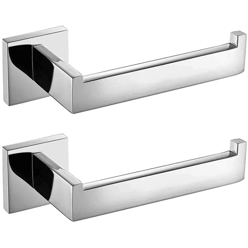 

2Pcs Luxury 304 Stainless Steel Chrome Finished Toilet Paper Holder Roll Quadrate Wall Mounted Mirror Polished Bathroom Accessor