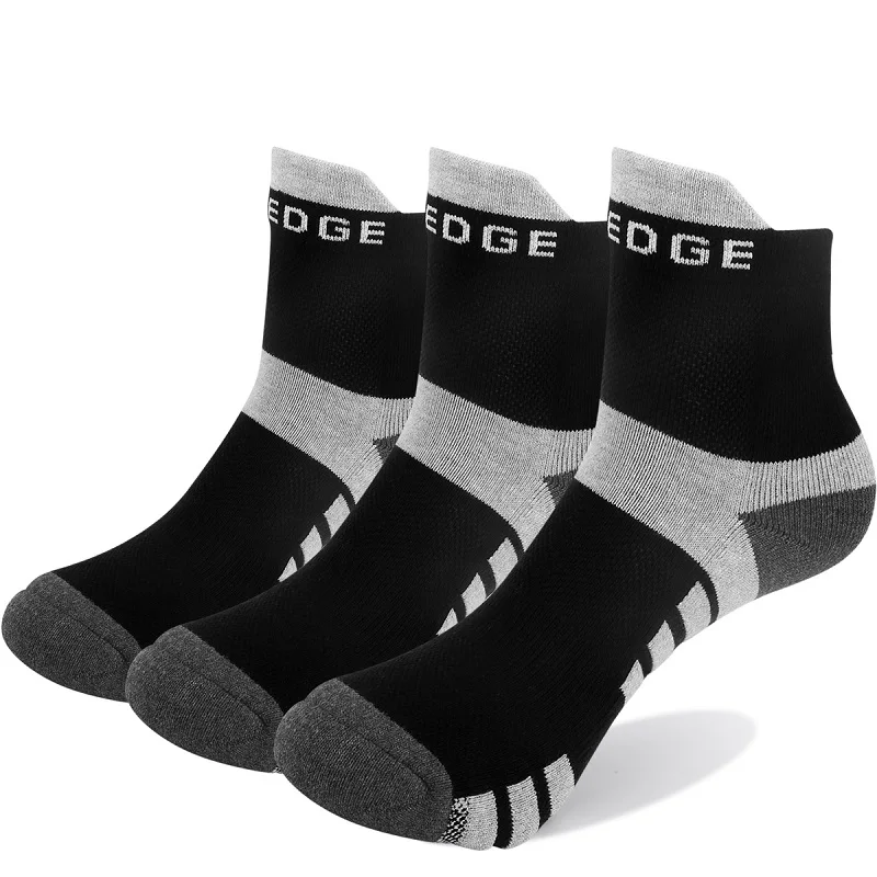 YUEDGE/3 пары, дышащие хлопковые короткие носки Coolmax, удобные спортивные повседневные носки для велоспорта, бега, баскетбола - Color: 1903BK