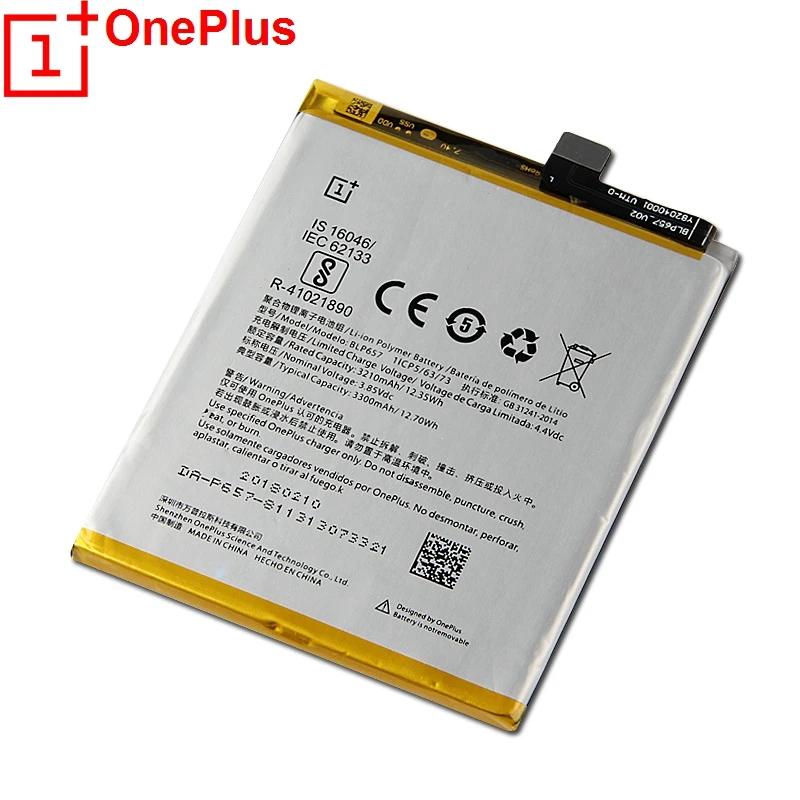 OnePlus Сменный аккумулятор для телефона BLP657 для 1+ 6 OnePlus 6 настоящая батарея для телефона с бесплатными инструментами 3300 мАч