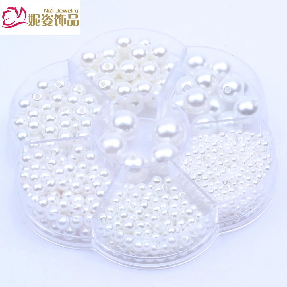 

1150pcs 3mm-12mm Boxed Mixed Size White Round Imitation Pearl Beads Straight Hole Loose Beads For DIY Clothing Jewelry Making
