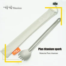 Tito titanium longo lidar com colher talheres de acampamento portátil conveniente titânio spork garfo titânio ambiental(China)