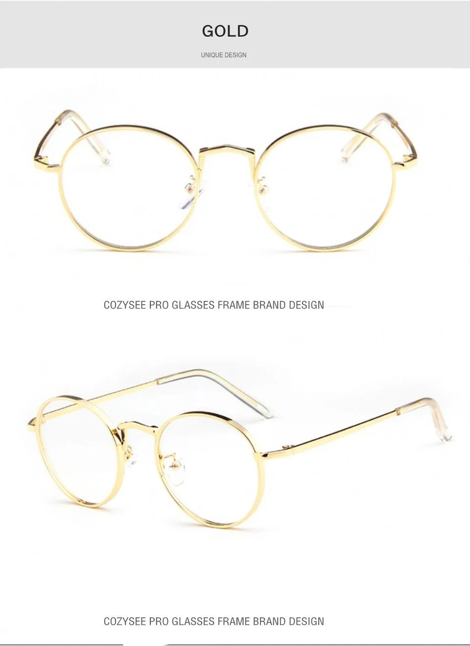 New Retro Glasses Frame Women's Transparent Metal Optical Round Glasses Myopia Reading Prescription Eyeglasses Frame Clear Lens