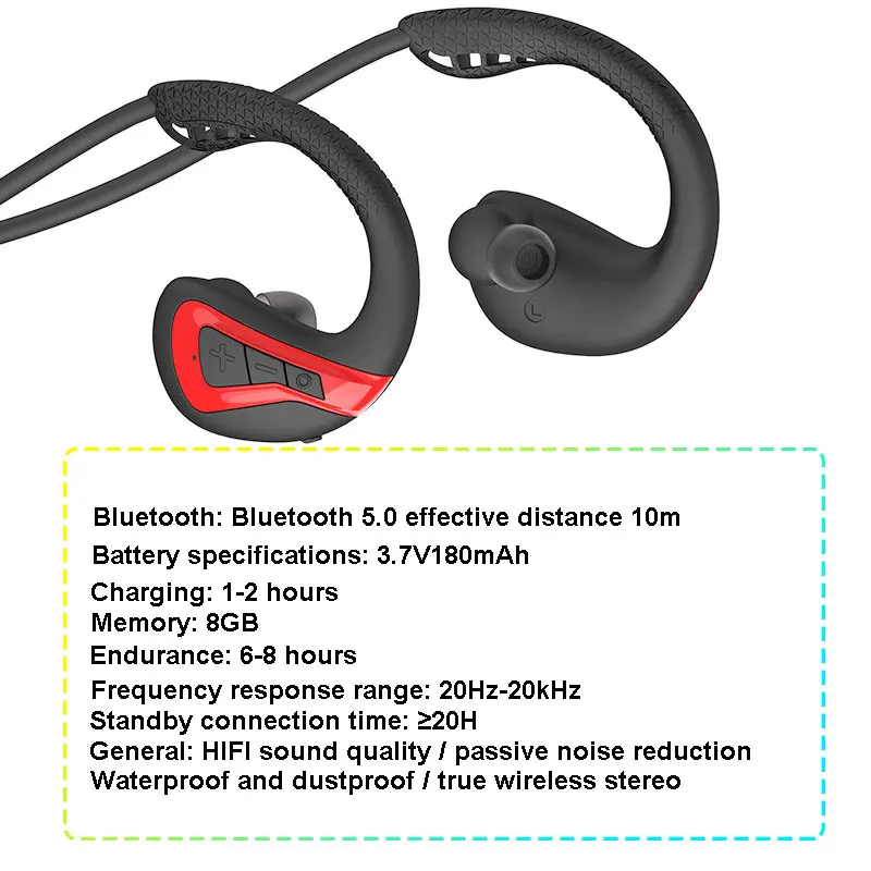 8G IPX8 водонепроницаемый MP3 музыкальный плеер плавание ming Bluetooth наушники гарнитура Спорт Дайвинг бег стерео плавание HIFI MP3 плеер