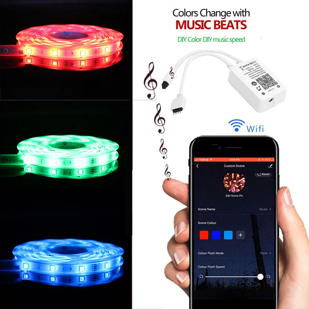 5 м 10 м RGB светодиодный светильник RGB SMD 5050 Гибкая полоса лампа с ИК wifi контроллер водонепроницаемый для ТВ задний светильник ing домашний декор
