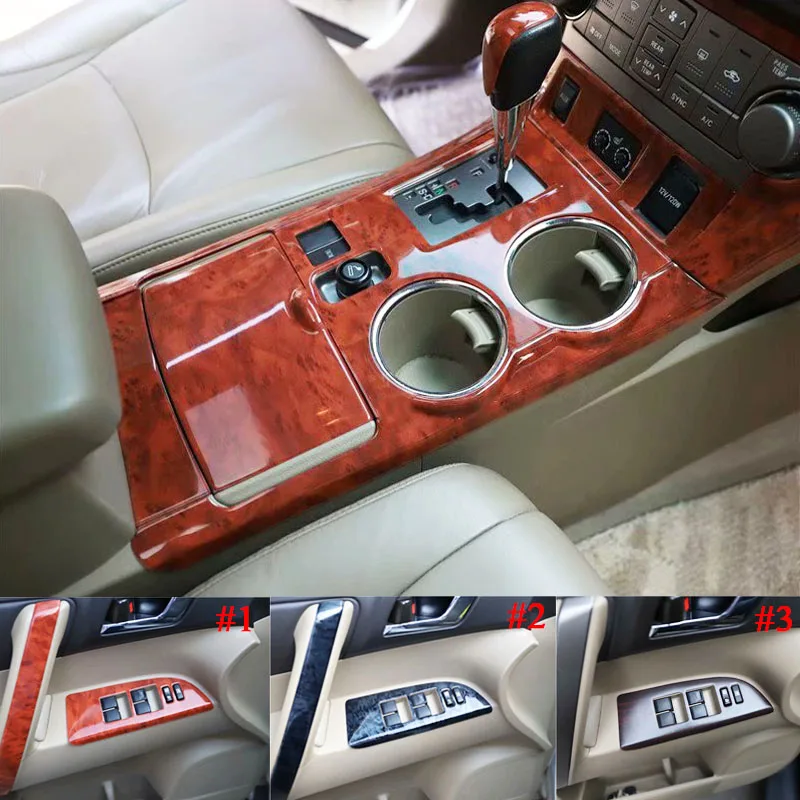 

15Pcs Car Interior Dashboard Gear Shift Knob Panel Cover Sticker Trim Kit For Toyota Highlander 2009-2014 Car Styling Accessorie