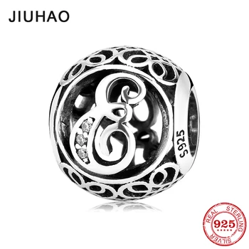 

925 Sterling Silver trend Hollow Letter E womens beading accessories for jewelry Fit Original JIUHAO Charms Bracelets making