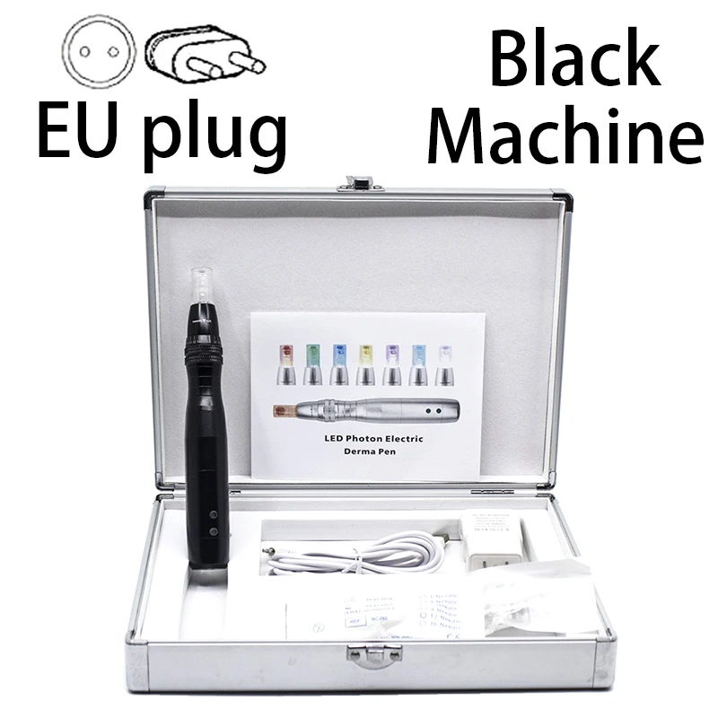 7 цветов светодиодный светильник bb крем машина Дерма Ручка микро иглы bb крем ручка для bb крем светящиеся косметические инструменты уход за кожей лечение - Номер модели: EU black 2
