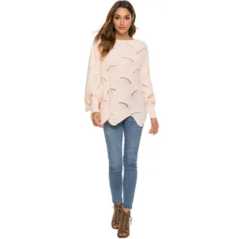 

knitted sweater women plus size loose purple black 2019 autumn winter new long sleeve round neck fashion sweater feminina LR448