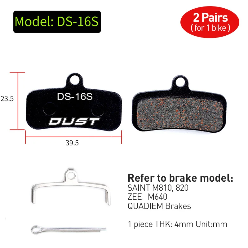 Resin,Semi-Metallic,Sintered Metal Dymoece 2 Pairs Bicycle Disc Brake Pads for Avid BB5 Mechanical Disc Brake