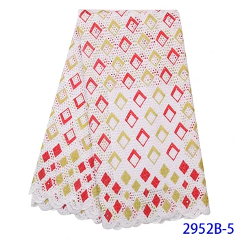 

African Lace Fabric Eyelet Fabric Lace Swiss Lace Fabrics Laces Trimmings For Sewing With Stones High Quality 5Yards GD2952B-5