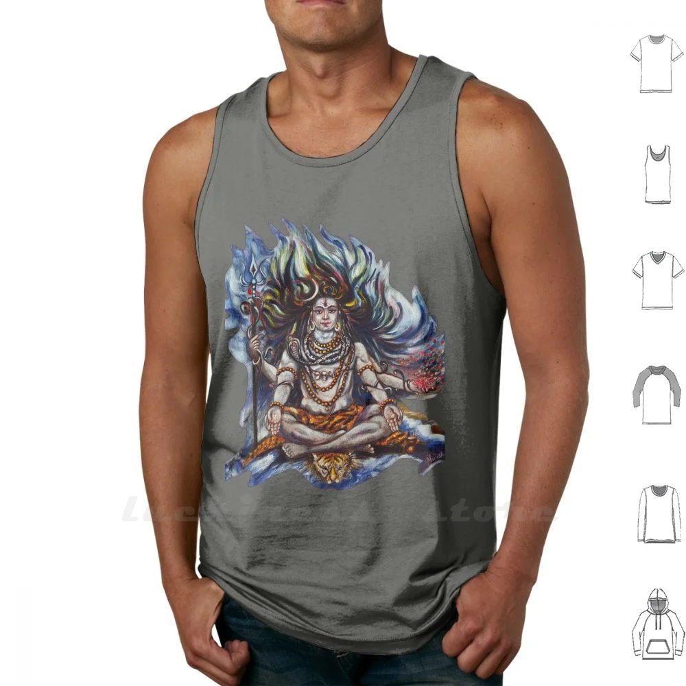 Shiv Ganga Canotte Gilet 100% Cotone Shiva Ganga Shakti Parvati Mahadev Himalaya Himalaya Ornato