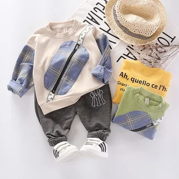 

Children Clothes Set Baby Boys Spring Fashion Clothes Patchwork Sweater Long Pants 2pcs 0-4 Yrs Baby Toddler Girls Fall Clothing