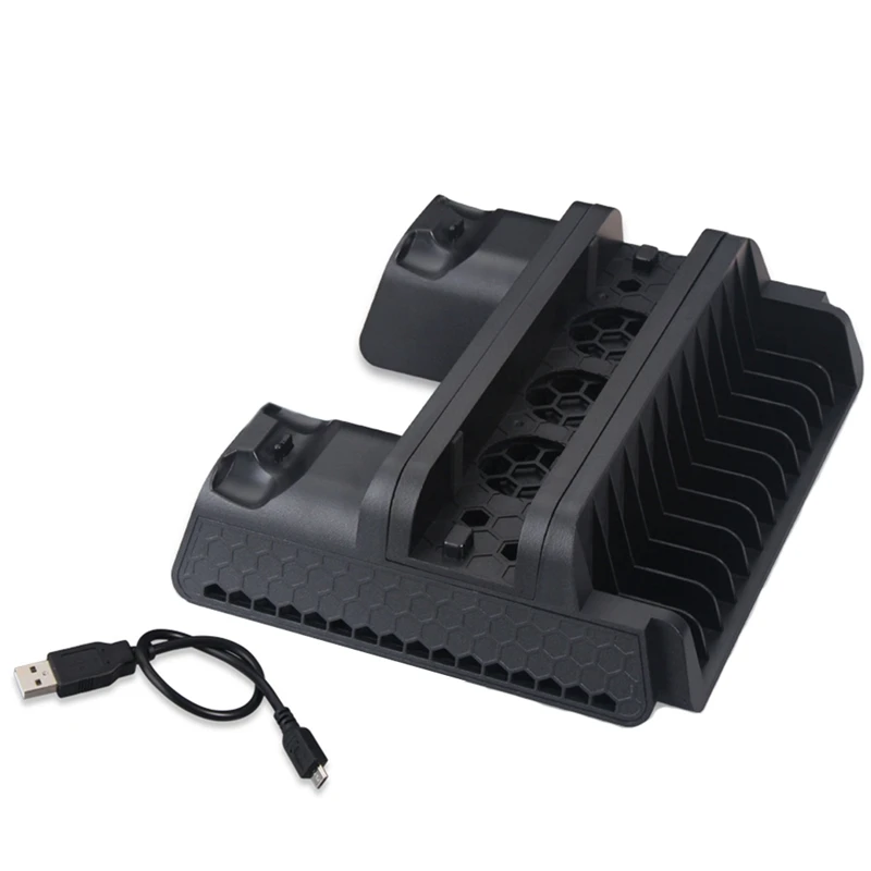 

BEST3 In 1 For Ps4/Ps4 Slim/Ps4 Pro Vertical Stand With Dual Controller Charger Station Games For Sony 4 Cooling Fan