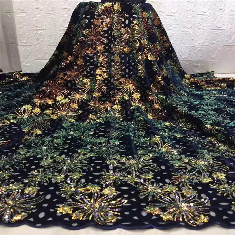 

NEW High Quality 2019 green Tulle sequins Beaded French Nigerian Lace Fabrics Pearls Embroidered Guipure African 3d Lace Fabric