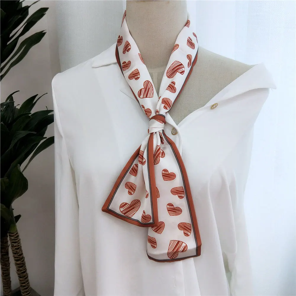 Маленький саржевый шелковый шарф для волос женщин модный шейный платок с принтом
