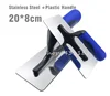 1pcs 20*8cm Stainless Steel with Blue Plastic Handle Concrete Finishing Float Trowel for Construction Cleaning Tool 1