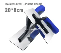 1pcs 20*8cm Stainless Steel with Blue Plastic Handle Concrete Finishing Float Trowel for Construction Cleaning Tool 1
