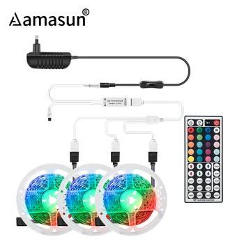 

12V Ribbon LED Strip Light RGB Tape SMD 5050 2835 Flexible 5M 10M 15M Diode Tape with 44 KEY Remote Controller TV Backlight