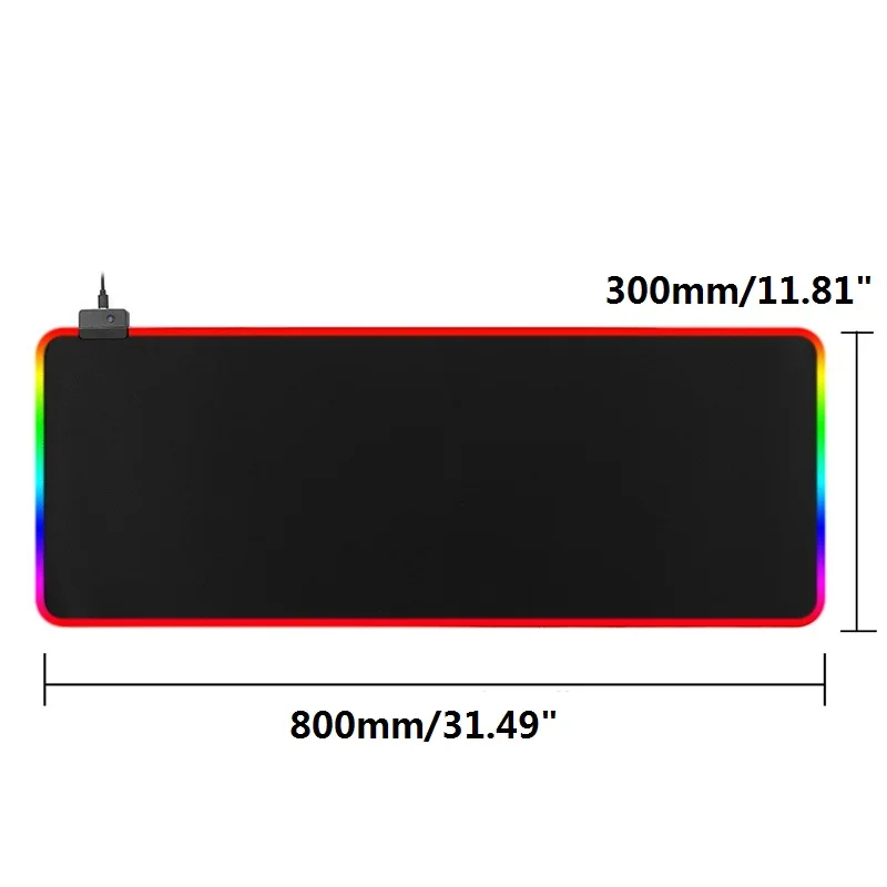 A 800x300x4mm Игровой коврик для мыши RGB с 4 usb-портами, Большой светящийся светодиодный коврик с подсветкой, большой игровой коврик для мыши, Настольный коврик - Цвет: A 800x300x4mm