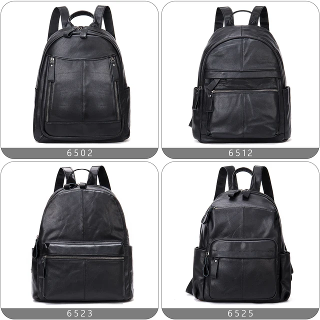 WESTAL 100% Cowhide Genuine Leather Bacckpack for Women Black Laptop Backpacks for School Bags Ladies Daypacks for Travel 6502 5