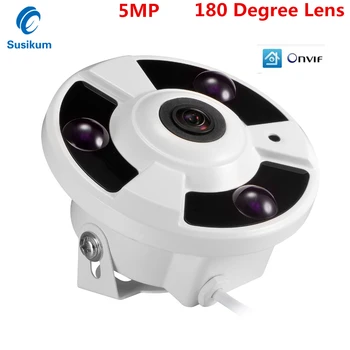 

5Megapixel H.265 CCTV Camera IP 1.7mm Lens 180 Degree ONVIF P2P View Metal Dome Home Surveillance Security Cameras POE